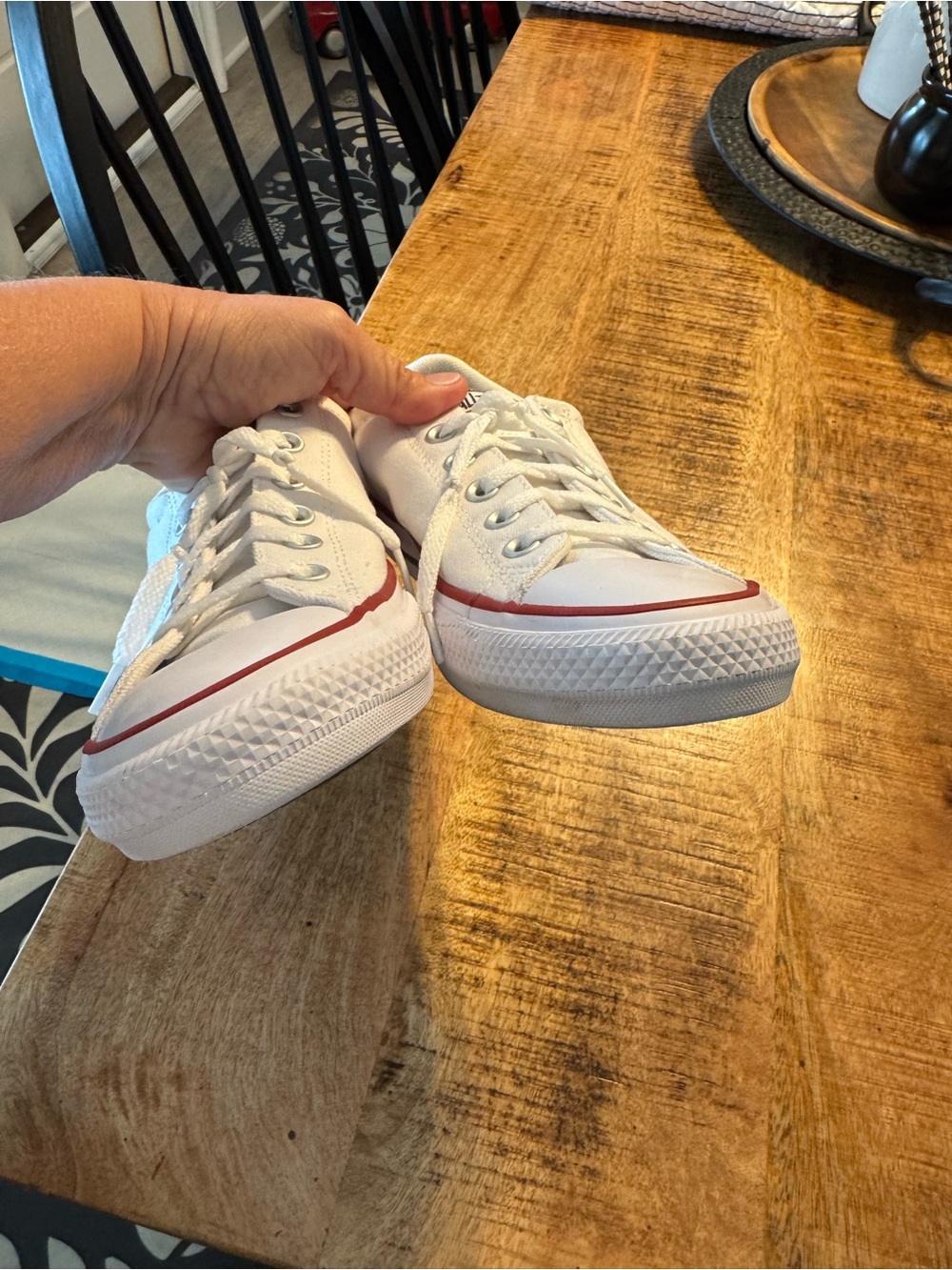 Converse White Low-Top Sneakers with Red Trim - Picture 2 of 5